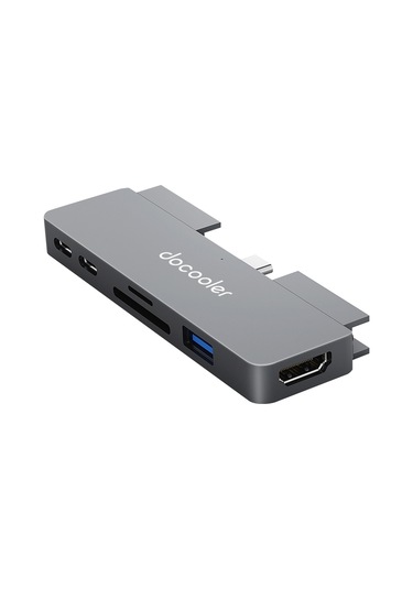 Wezone Type-c Geliştirme Ünitesi 7-1, Usb3.0+hdmı+tf/sd Kart Okuyucu+ses Portu, 5gbps Aktarım Hızı, Aluminyum Gövde, Gri