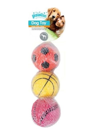 Pawise Zıplayan Sert Köpek Oyun Topu 3'lü 6 CM Çok Renkli
