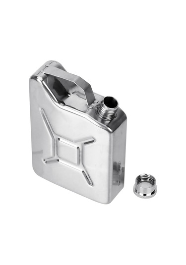 Benzin Kovası Tarzı Alkol Şarap Konteyneri 5 Oz Paslanmaz Çelik Anti Kayma Parti Bar Ev Taşınabilir Viski Votka Şişesi Kiti