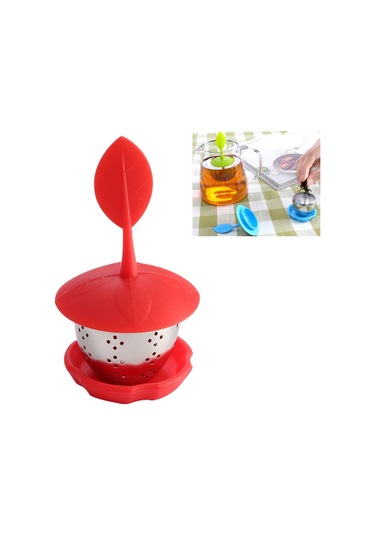 Sones Paslanmaz Çelik Silikon Askılı Çay Poşeti Çay Süzgeçleri Kırmızı