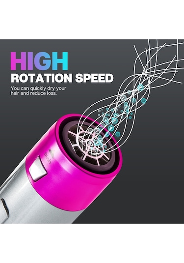 Sones 5'i 1 Arada Sıcak Hava Tarak Otomatik Düzleştirme Çift Amaçlı Saç Kurutma Makinesi Gümüş+gül Kırmızısı Ab Fişi