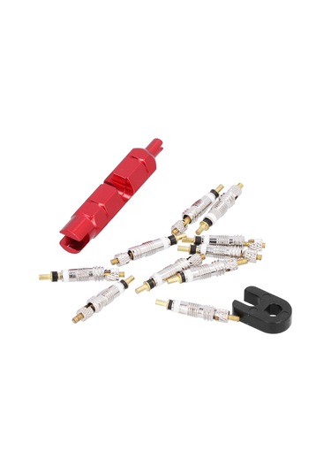 Reedark Bisiklet Valfi Çekici Seti - Bakır Malzeme, Yüksek Basınç Dayanıklı, Tamir Araçlarıyla 10 Adet Valf Çekici + 2 Adet Anahtar - Yol Bisikleti, Klap Bisikleti, Dağ Bisikleti Uyumlu Kırmızı