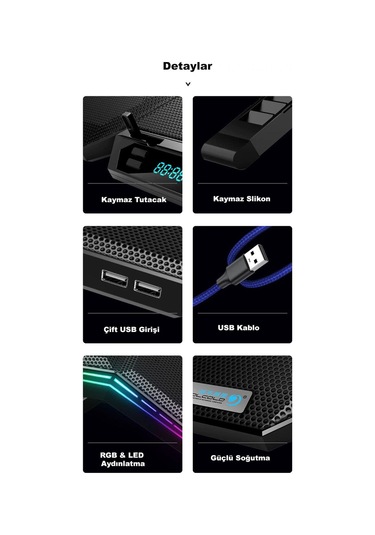 Coolcold Led K40 6 Fanlı 17 Inç Rgb Laptop Notebook Soğutucu Stan