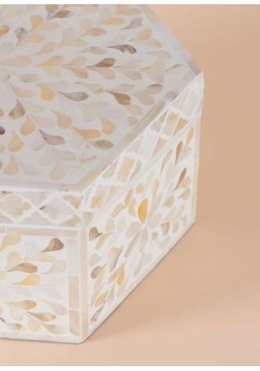 The Mia Altıgen Kutu Sedef 24x21x12 Cm Tlc0076