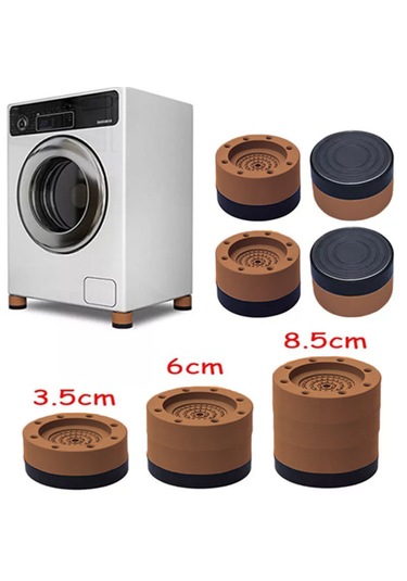 Tineke Beyaz Eşya Ayağı Çamaşır Makinesi Mobilya Titreşim Önleyici Kaydırmaz 8,5 Cm Yükseltici 4 Lü Kahverengi Kahverengi