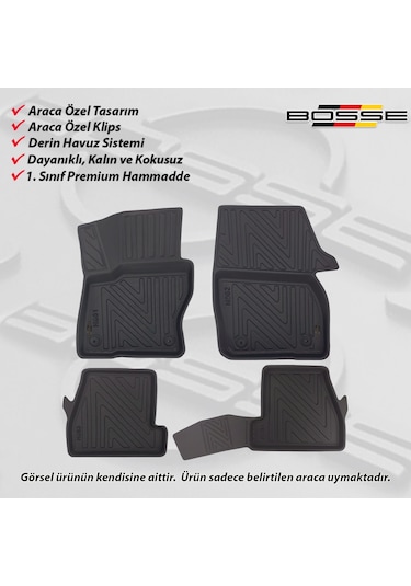 Ford Focus 3 Paspas Araca Özel SEDAN 2011 2014 BOSSE 3D Havuzlu Oto Paspas