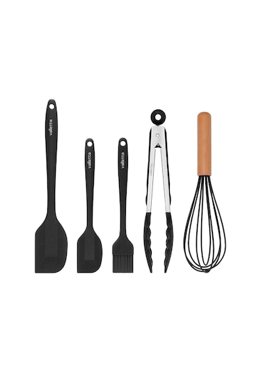 Valletta Fugazi Isıya Dayanıklı Silikon Spatula Seti 5 Parça Siyah