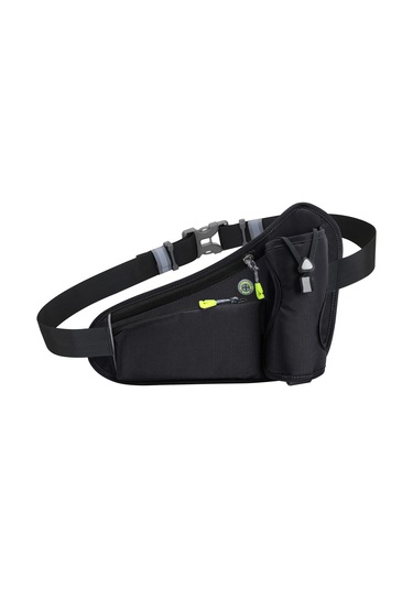 Mufunye Koşu, Kamp Ve Outdoor Etkinlikler İçin Çift Fermuarlı Su Mataralı Bel Çantası - Çeşitli Renk Seçenekleri Siyah