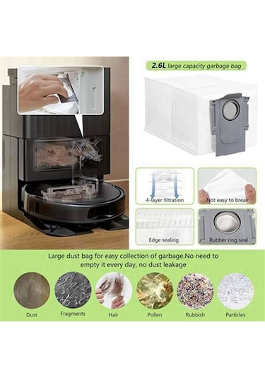Roborock Q Revo Maxv/q Revo S/q Revo Pro Yedek Parçaları İçin 1 Set Ana Yan Fırça Toz Torbası Hepa Filtre Paspas Bezleri