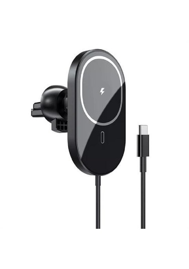 15w Mıknatıslı Takılabilen Hızlı Şarj Tüm Cihaz Ve Araçlara Uyumlu Araç İçi Şarj Cihazı ' Siyah