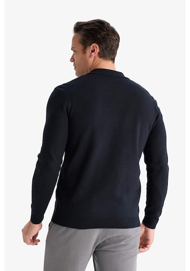 Defacto Standart Fit Polo Yaka Triko Kazak D4046ax25wnnv64 Lacivert