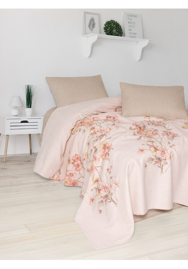 Fixe Baskılı Tek Kişilik Pike Takım Pansy Bej Bej