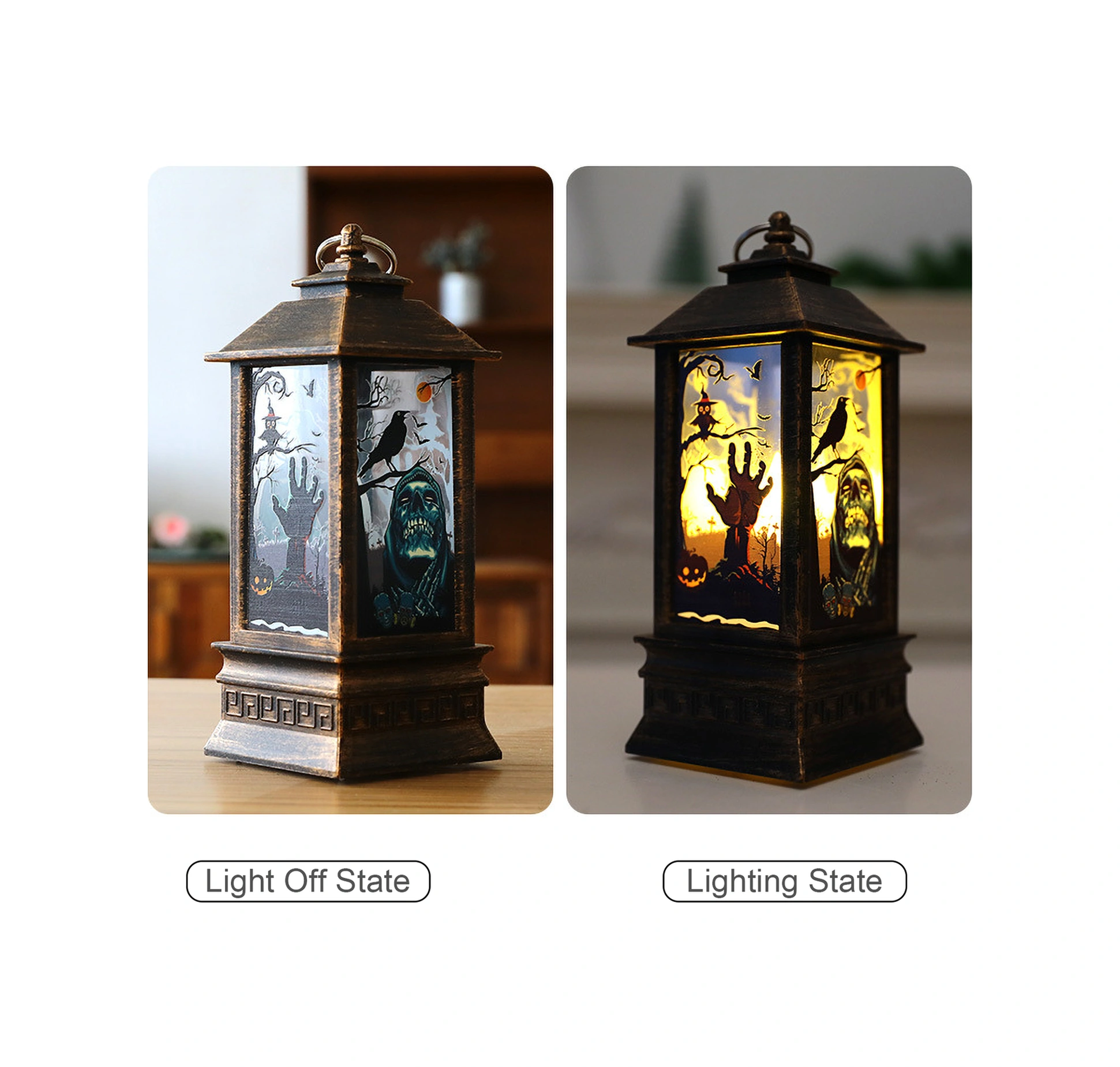Youmex Halloween Korkunç Desenli Led Feneri, Batarya İle Çalışır, Ev Bahçe Dekorasyonu, Spooky Atmosfer Oluşturur Diğer