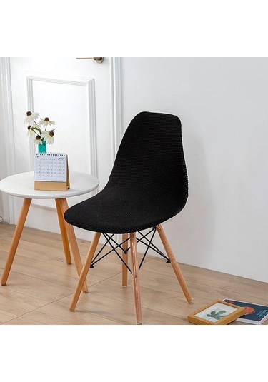 Siyah Koltuk Örtüsü Kabuk Şekli Sandalye Ziyafet Ev Otel Koltuk Kılıfı Için Polar Polar Kumaş Kolsuz Sandalye Slipcover Kapakları