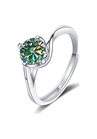 Sarı Bague Ringen 1ct Vvs Mozanit Takı Alyans 925 Ayar Gümüş Kaplama Beyaz Altın Dört Pençe Büküm Tasarım Açık Yüzükler