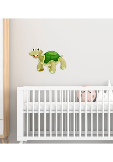 Bk Gift Sevimli Kaplumbağa Tasarımlı Çocuk Odası Ahşap Duvar Süsü-3