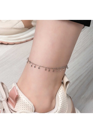 925 Ayar Gümüş Yıldız Halhal Çok Renkli