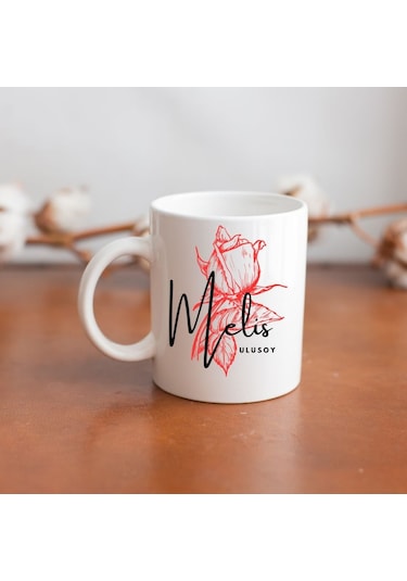 Gül Tasarımlı Kişiye Özel Hediye Kupa Bardak Renk