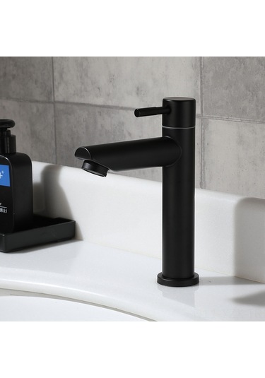 Yaozixa Siyah Lakalı 304 Çelik Tek Soğuk Su Lavabo Kranı - Yüksek Kaliteli Dayanıklı Ev Kullanıma Uygun