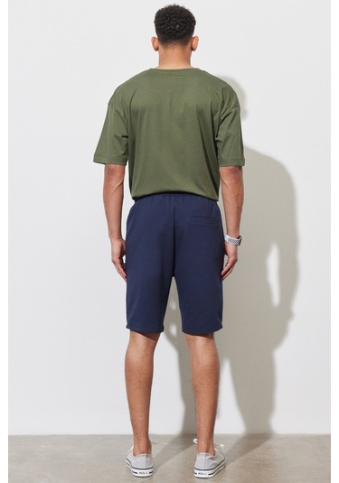 Ac&Co / Altınyıldız Classics Erkek Lacı Standart Fit Normal Kesim Pamuklu Cepli Esnek Örme Şort Lacivert