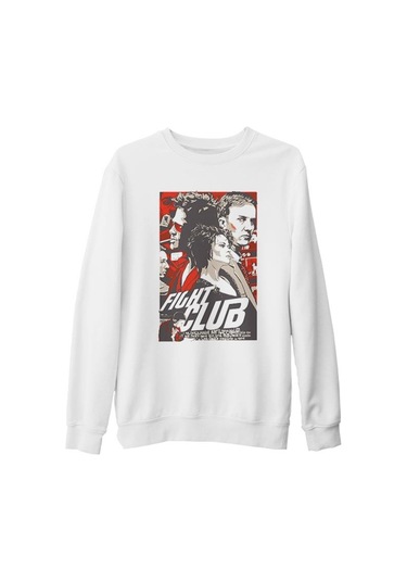 Fight Club Beyaz Kalın Sweatshirt