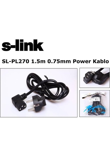S-Link Sl-Pl270 1.5M 0.75Mm L Power Kablo Güç Kablosu 90 Derece