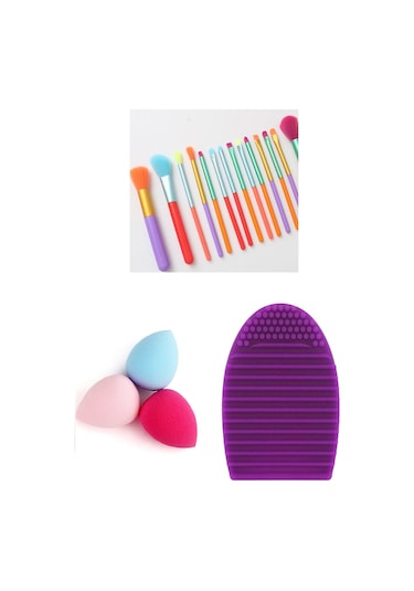 Hannah Makyaj Fırça Seti 15'li + Fondöten Süngeri 3'lü