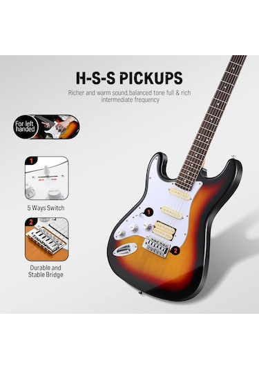 Donner Dst-100sl Solak Elektro Gitar Seti Sunburst