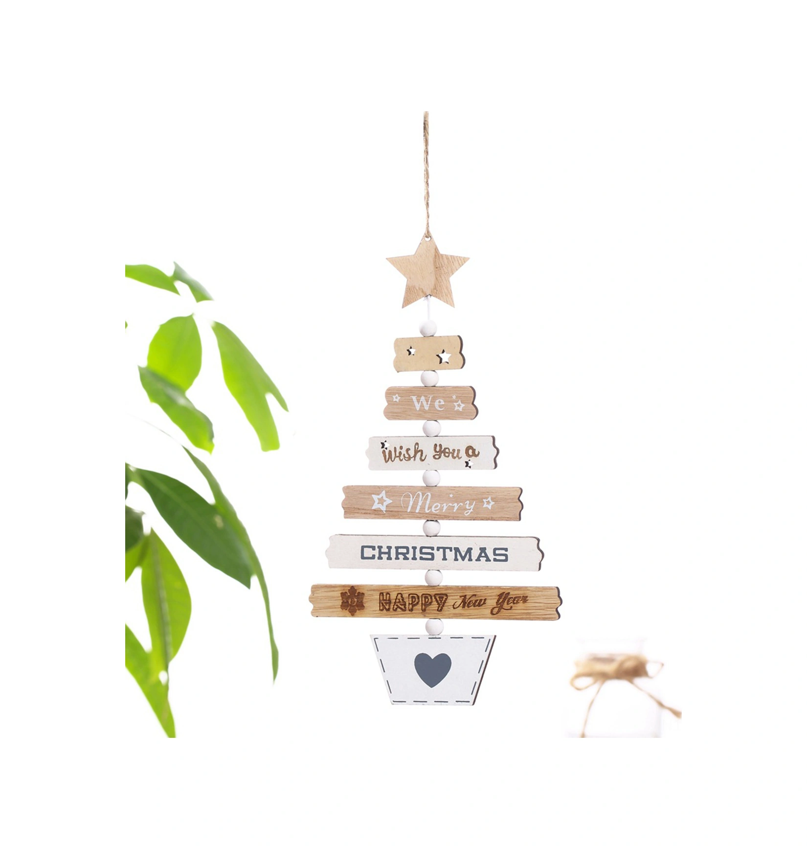 Youmex Ahşap Renkli Delikli Noel Ağaç Örgüsü Süsleri - Ev, Restoran Noel Dekorasyonu 19-093 Kahverengi