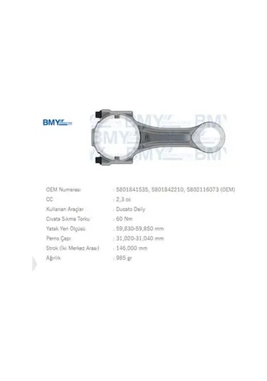 Piston Kolu Jest+ -ducato Euro 6 Bmy 5802116073/ 580184153 Bmy1407