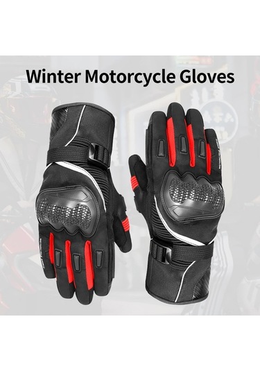 Novahub Kışlık Su Geçirmez Motosiklet Eldiveni - Sıcak Tutan Polyester Mikrofiber Eldiven