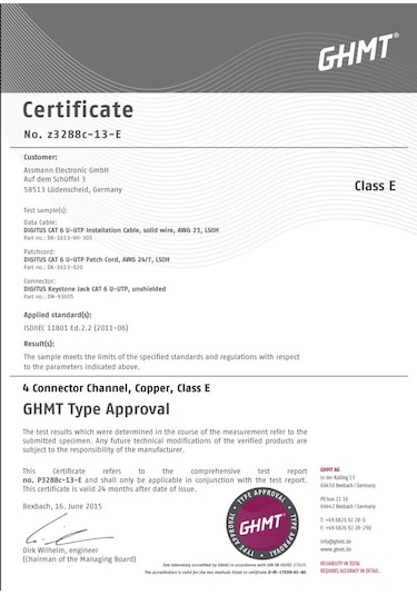 Digitus Cat6 Saf Bakır U-utp Data Kablosu Lszh Low Smoke Zero Halogen Sarı 40 Mt