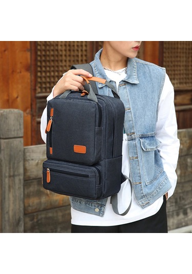 Aubyhe Dışarıda Seyahat İçin Bilgisayar Çantası Seti - Mavi Nilon 3'lü Çanta Takımı Sırt Çantası + Orta Çanta + Küçük Cüzdan MAVİ