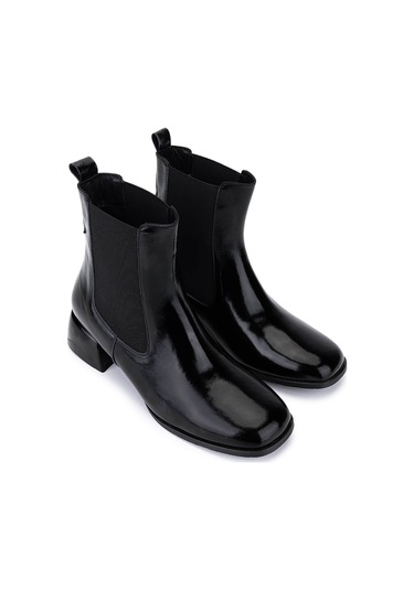 Tamer Tanca Kadın Hakiki Deri Siyah Rugan Topuklu Bot 1120 615 Bn Bot Sk25-26 Sıyah Rugan SİYAH RUGAN