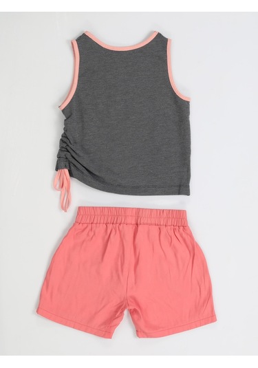 Kedili Dokuma Şort Takım-pembe - Siyah Pembe - Siyah