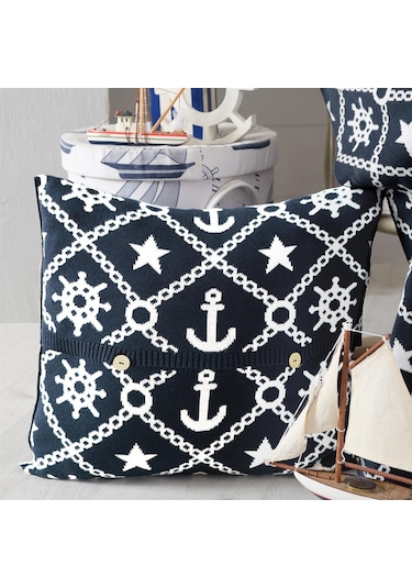 Marin Desen Triko Kırlent Kılıfı (507001515) 45X45