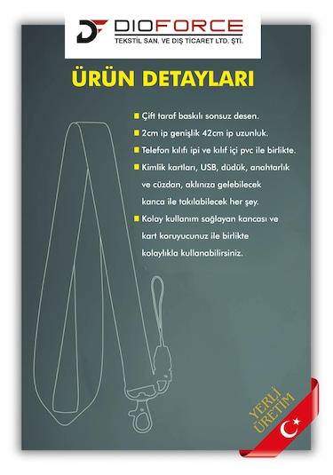 Dioforce Atatürk Resimli Boyun Askı I Pi ve Aparatlı Telefon Askısı