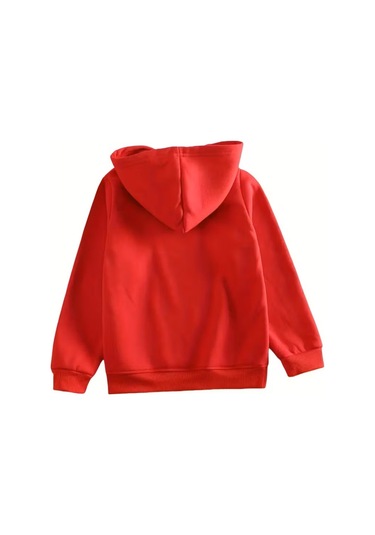 Kızlar İçin Sonbahar Kışlık Kapüşonlu Sweatshirt Fermarlı Ayıcık Kırmızı