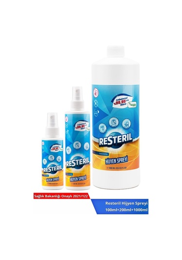 Resteril Antibakteriyel Doğal Alkolsüz Dezenfektan Yüzey Hijyen Spreyi 1 L