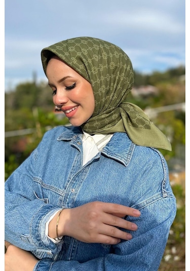 Aker Elegance Monogram Eşarp - 10905001 Haki