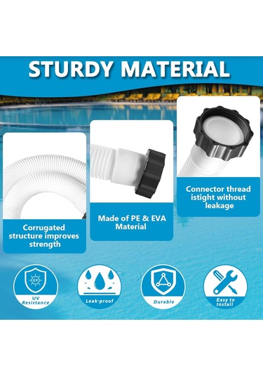 Teltree 2 Adet 1.5 İnç Çaplı 59 İnç Uzunlukta Yerden Yüksek Havuz Borusu - Filtre Pompa Değişim Aksesuarı