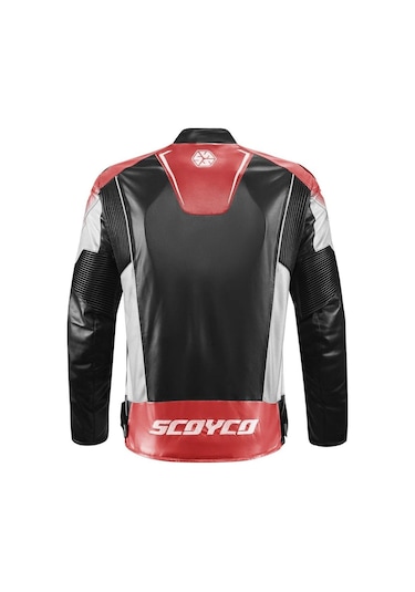 Scoyco Jk187 Deri Motosiklet Montu 65617 Kırmızı Siyah