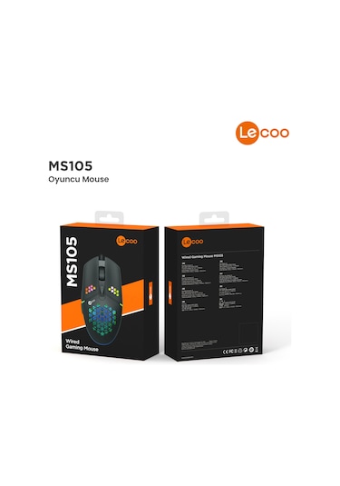 Lecoo MS105 Kablolu 3200DPI 6 Tuşlu RGB Gaming Optik Mouse Siyah