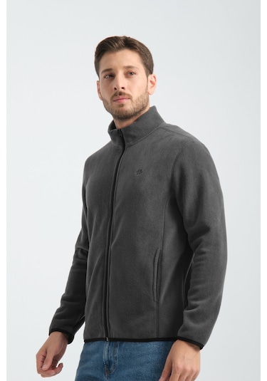 Shooter Sportswear Erkek Polar Sweatshirt Kışlık Standart Fit Outdoor Karyoka Dikiş Detaylı Füme