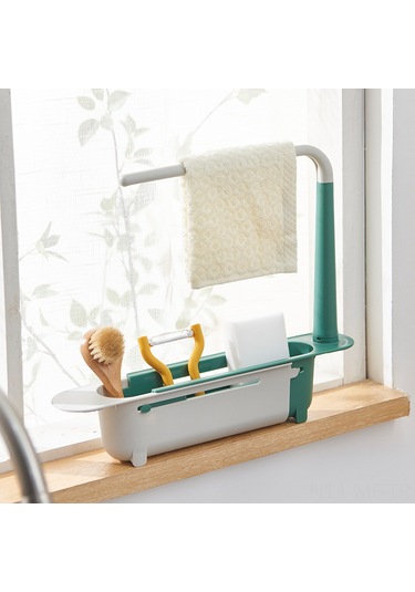 Mufunye Ev Mutfak Genişletilebilir Sulama Rakusu: Yeşil Renkli Su Filtreleme Sepeti Ve Bezi Saklama Tabanı Beyaz