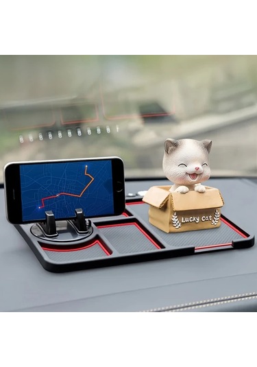 Dream011 Siyah Çok Amaçlı Araç Kaymaz Paspas & Telefon Tutucu - Evrensel Dayanıklı