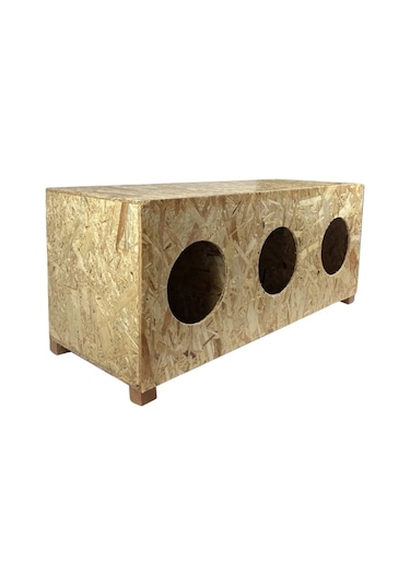 Reyo Kedi Evi Dış Ortam Uygun 3'lü Ahşap Kedi Evi Osb 93 x 41 x 39 CM CAT11