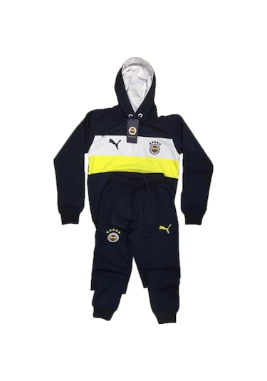Çocuk 5-16 Yaş Iki Iplik Penye Kumaş Kapüşonlu Eşofman Takım Lacivert