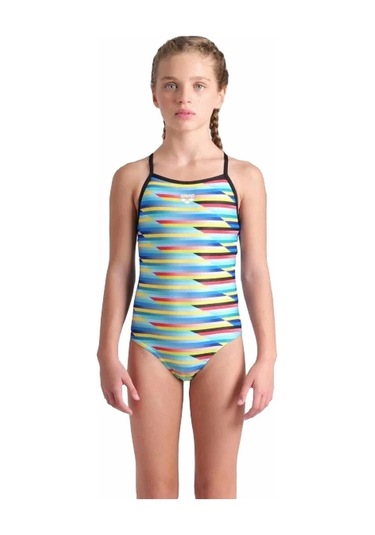 Gırl's Arena Racıng Strıpe Swımsuıt Lıghtdrop Back Kız Çocuk Antreman Mayosu Çok Renkli