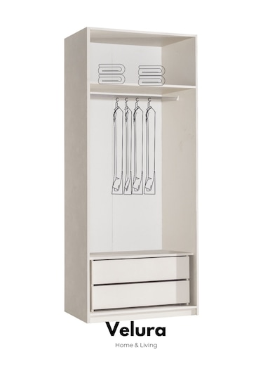 Moon 6 Kapaklı Aynalı Gardırop Dolap Ekru